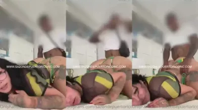 Pounding Sazon DP big ass in doggystyle