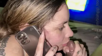 Blahgigi sucking a bbc while talking to