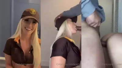 Delivery girl ScarlettKissesXO has hard sex with