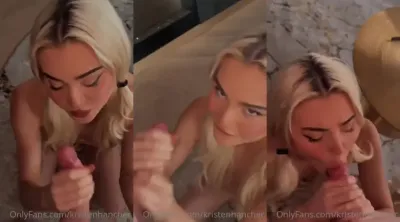 Kristen Hancher BJ ends with Cum on