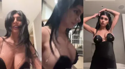Mia Khalifa Black Dress Boobs Slip OnlyFans Video Leaked