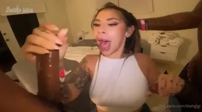 Blah Gigi PAWG taking two BBC at once