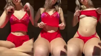 Natalie Roush Red Lingerie Boob Slip Butthole Tease Video Leaked
