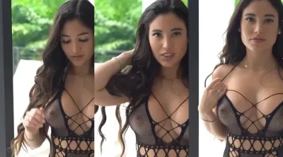 Angie Varona Nipple Teasing Black Lingerie PPV
