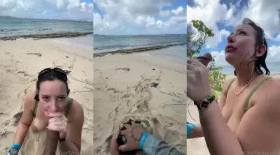 Woe Alexandra Nude Beach Blowjob POV Cumshot