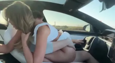 Lily Phillips fucking in a Tesla on