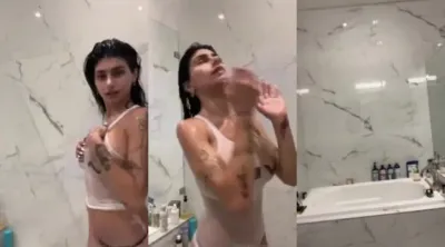 Mia Khalifa Nude Wet Tank Top Shower