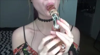Peas And Pies Glass Dildo Sensual Sucking