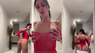 Camilla Araujo Red Bodysuit Masturbation Through Panties Video Leaked